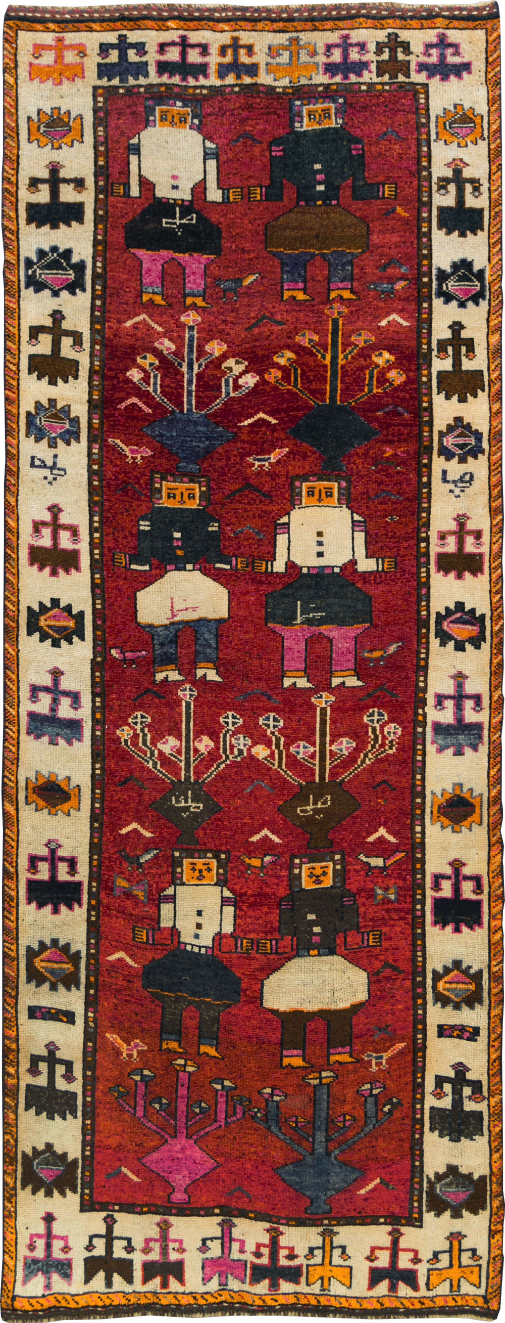 Vintage Persian Pictorial Bakhtiari Rug, No.29188 - Gss