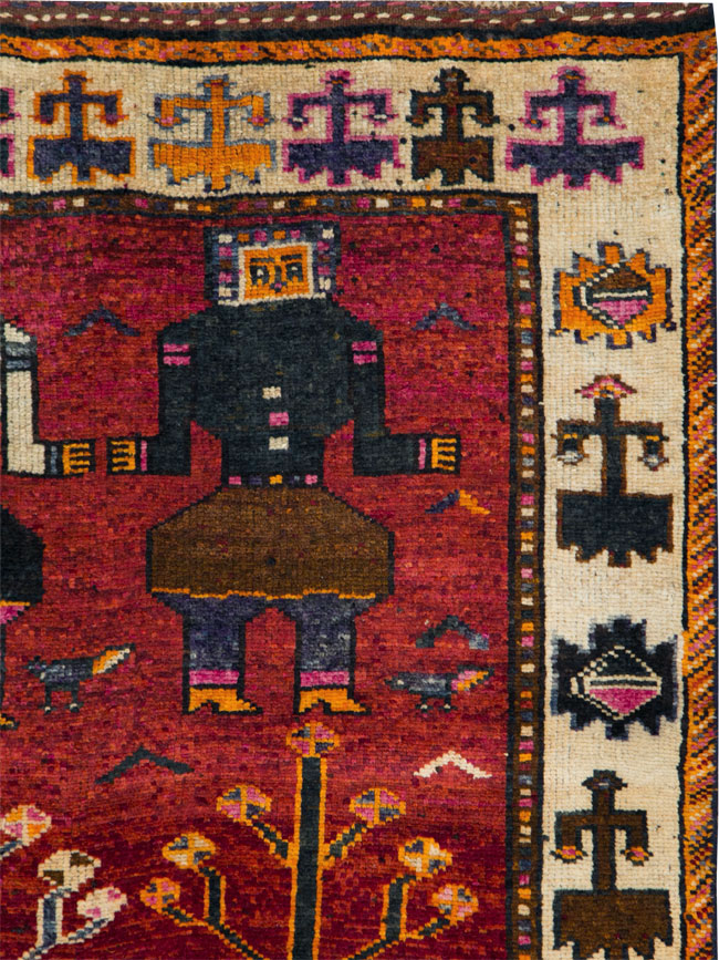 Vintage Persian Pictorial Bakhtiari Rug, No.29188 - Gss