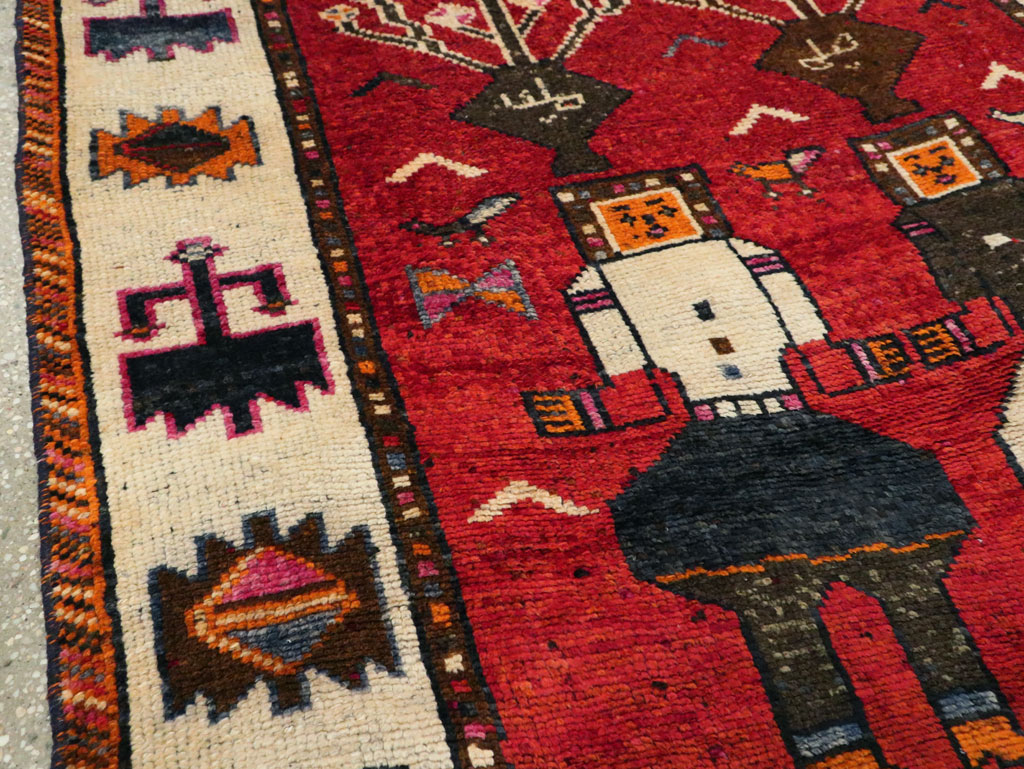 Vintage Persian Pictorial Bakhtiari Rug, No.29188 - Gss