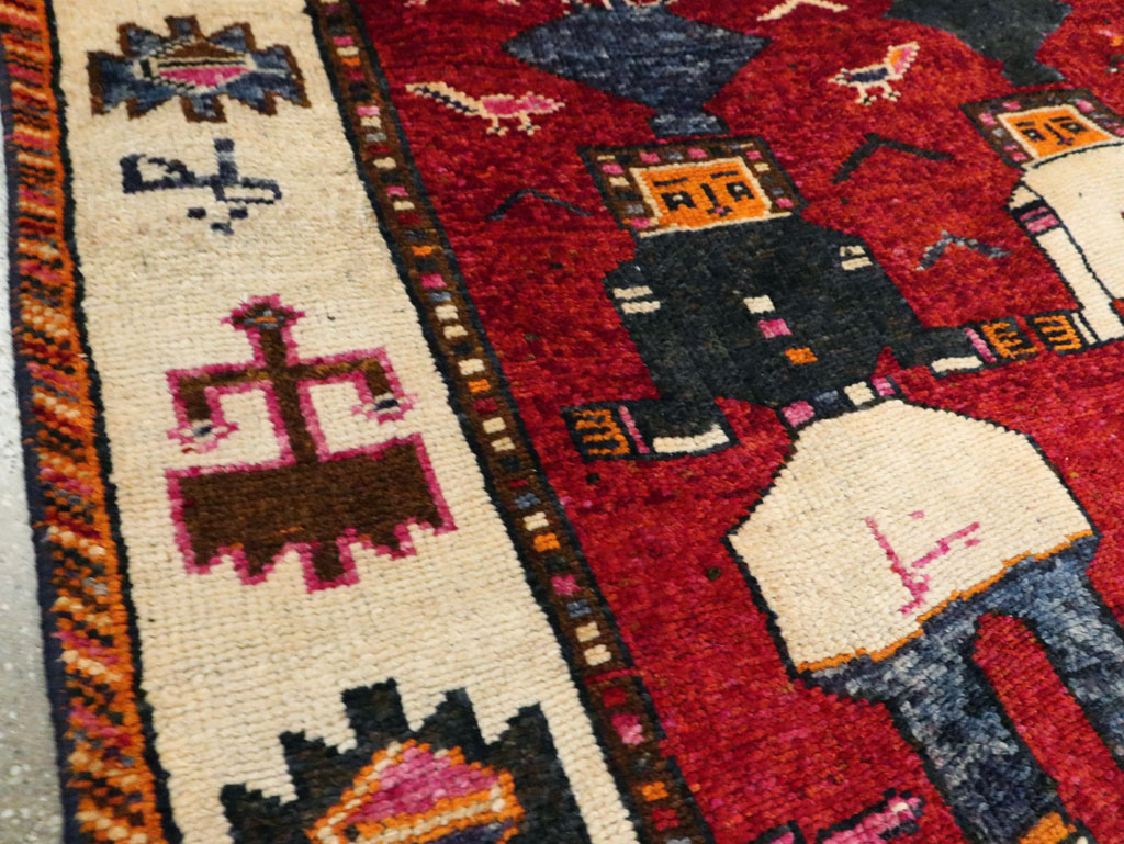 Vintage Persian Pictorial Bakhtiari Rug, No.29188 - Gss