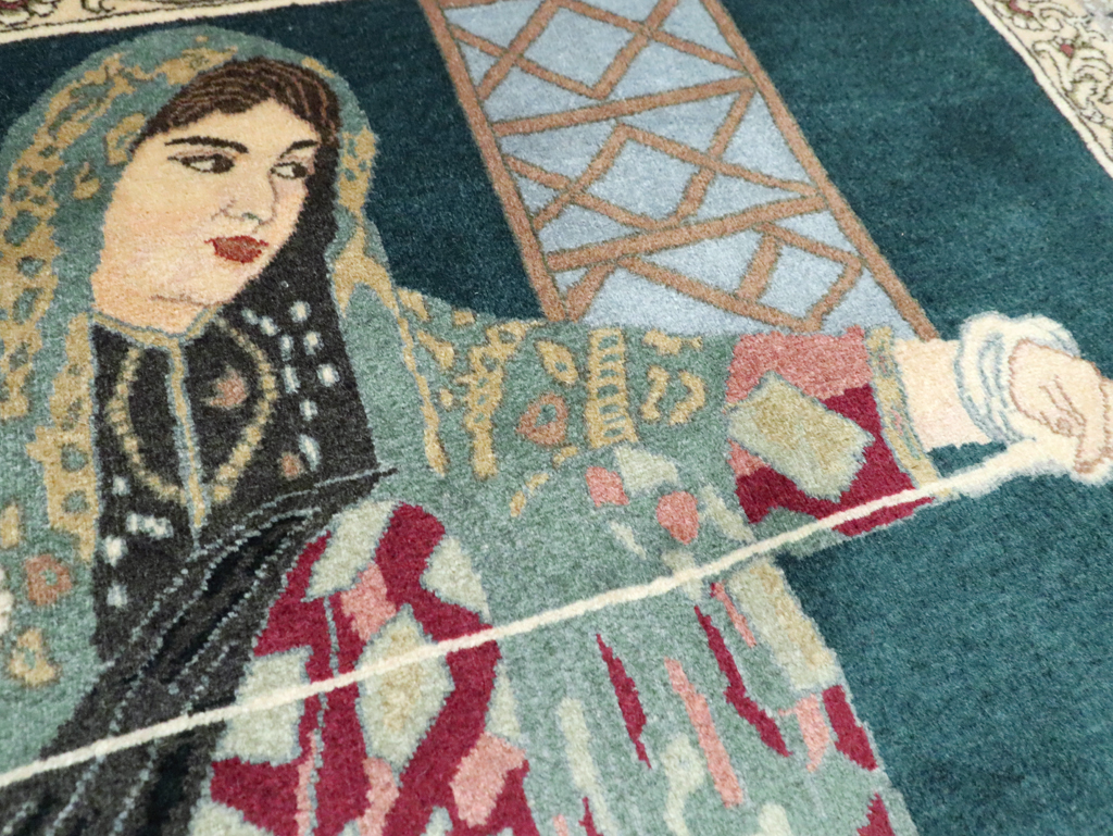 Vintage Persian Tabriz Pictorial Rug, No.29194 - Gss