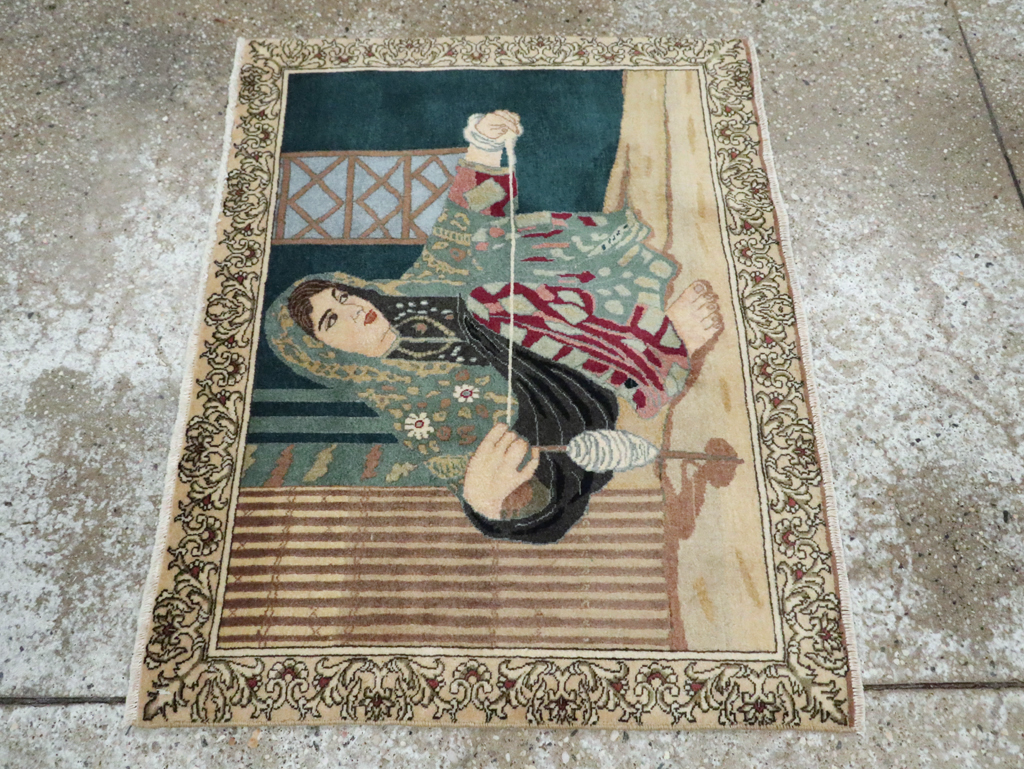 Vintage Persian Tabriz Pictorial Rug, No.29194 - Gss