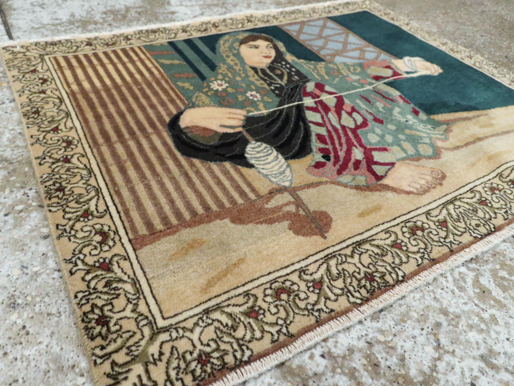 Vintage Persian Tabriz Pictorial Rug, No.29194 - Gss