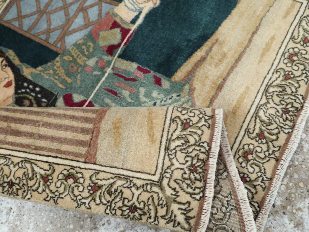 Vintage Persian Tabriz Pictorial Rug, No.29194 - Gss