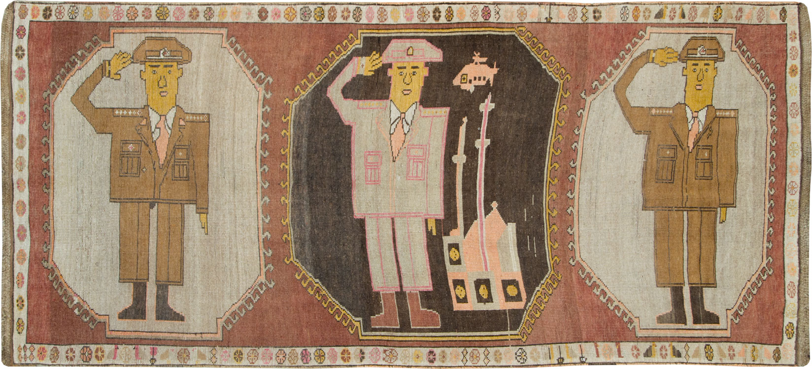 Vintage Turkish Anatolian Pictorial Gallery Rug, No.29222 - Gss