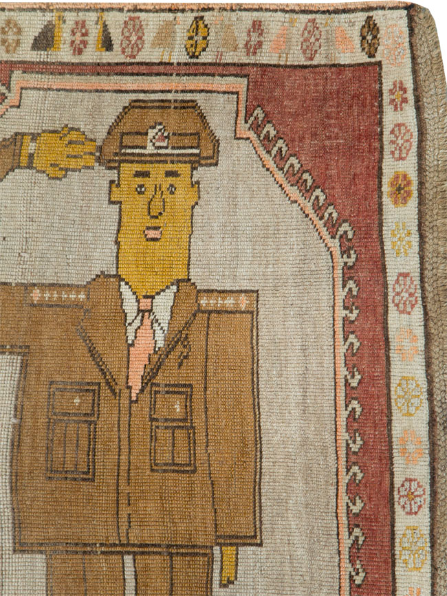 Vintage Turkish Anatolian Pictorial Gallery Rug, No.29222 - Gss