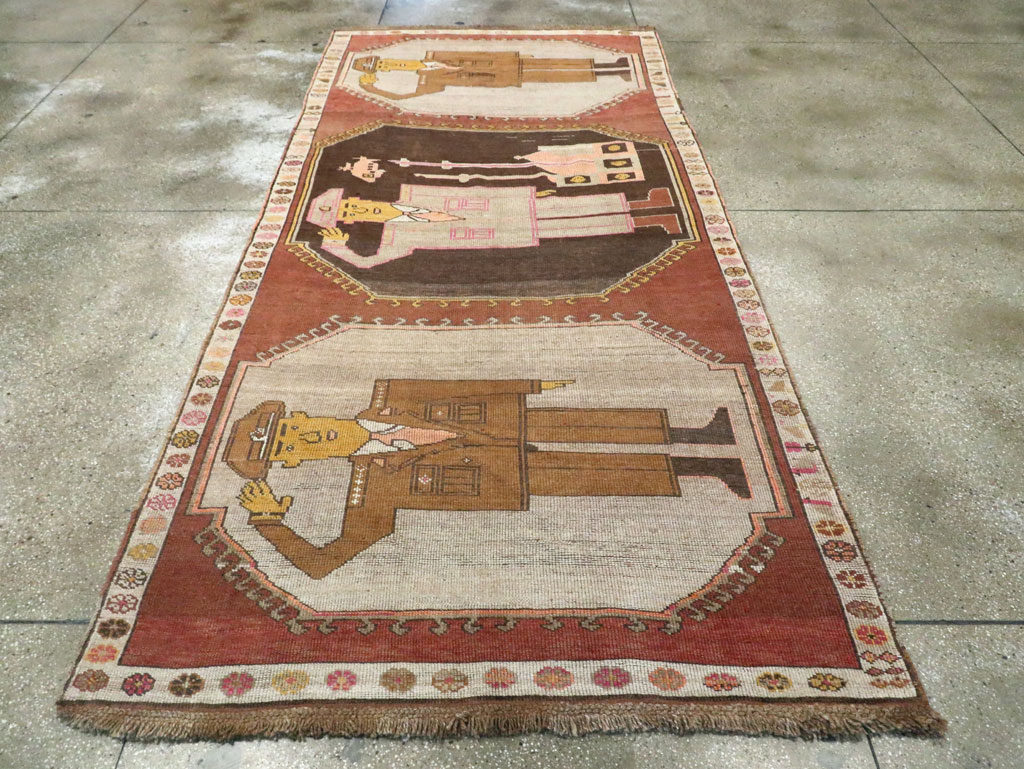 Vintage Turkish Anatolian Pictorial Gallery Rug, No.29222 - Gss