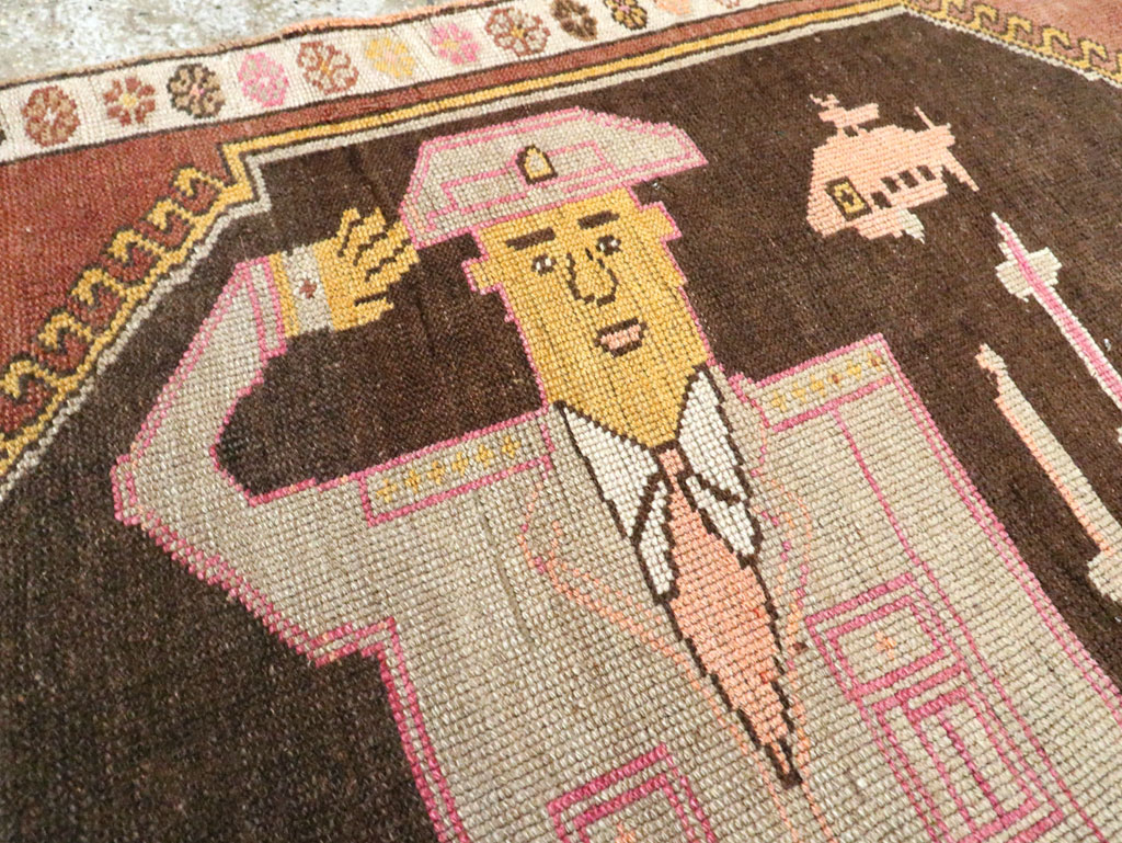 Vintage Turkish Anatolian Pictorial Gallery Rug, No.29222 - Gss