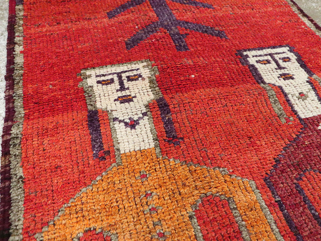 Vintage Turkish Anatolian Pictorial Runner, No.29231 - Gss