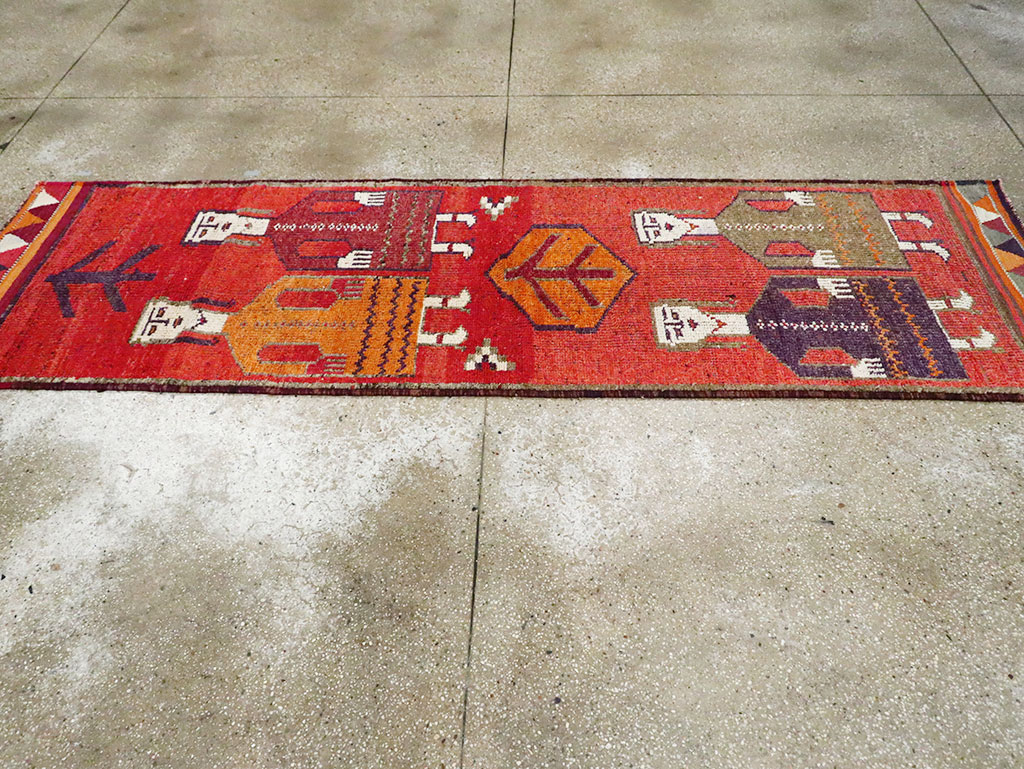 Vintage Turkish Anatolian Pictorial Runner, No.29231 - Gss