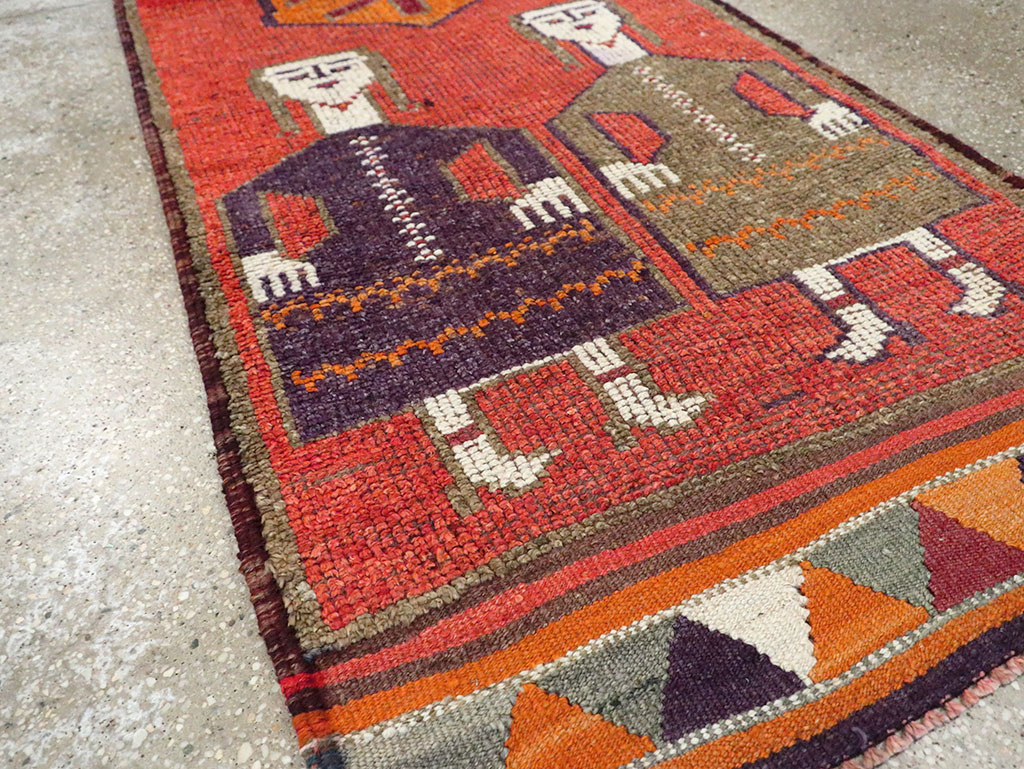 Vintage Turkish Anatolian Pictorial Runner, No.29231 - Gss