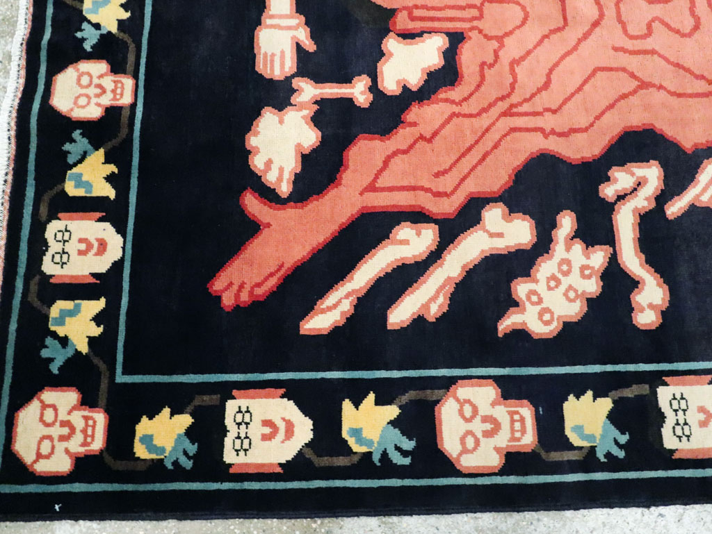 Tibetan Inspired Modern Buddhist Tantric Skeleton Ritual Rug, No.29232 - Gss