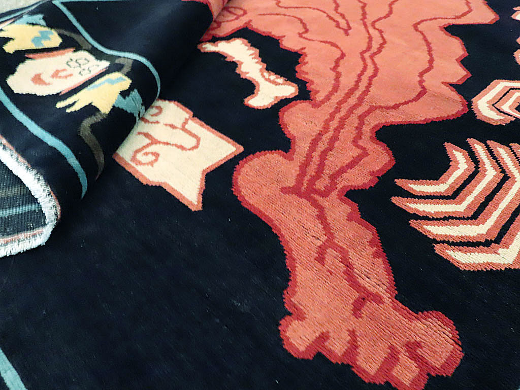 Tibetan Inspired Modern Buddhist Tantric Skeleton Ritual Rug, No.29232 - Gss