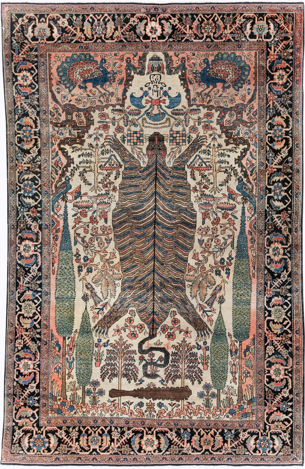 Antique Sarouk Farahan Pictorial Rug, No.29250 - Gss