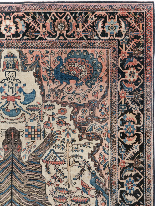 Antique Sarouk Farahan Pictorial Rug, No.29250 - Gss