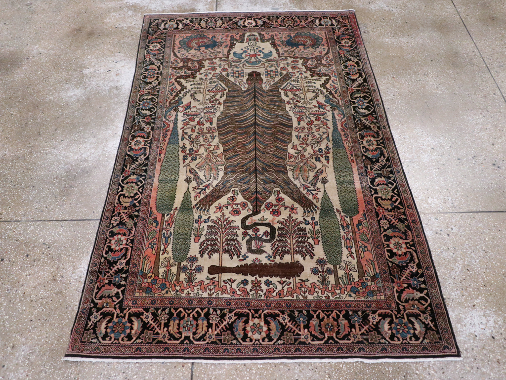 Antique Sarouk Farahan Pictorial Rug, No.29250 - Gss