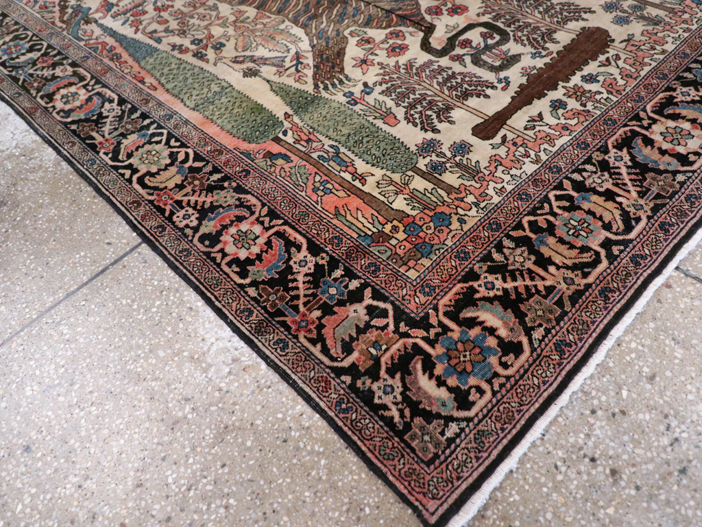 Antique Sarouk Farahan Pictorial Rug, No.29250 - Gss