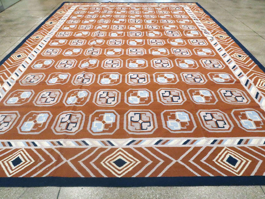 Modern Indian Flatweave Dhurrie Large Room Size Carpet, No.29266 - Gss