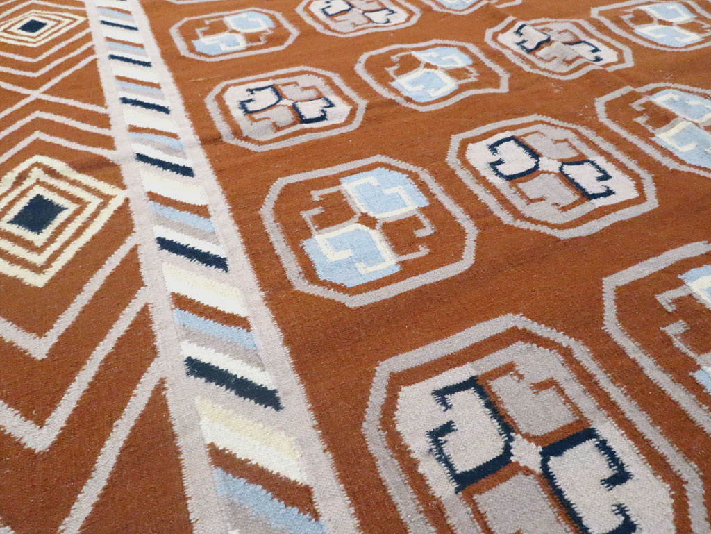 Modern Indian Flatweave Dhurrie Large Room Size Carpet, No.29266 - Gss
