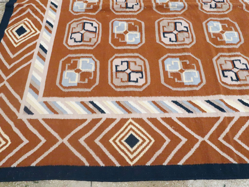 Modern Indian Flatweave Dhurrie Large Room Size Carpet, No.29266 - Gss