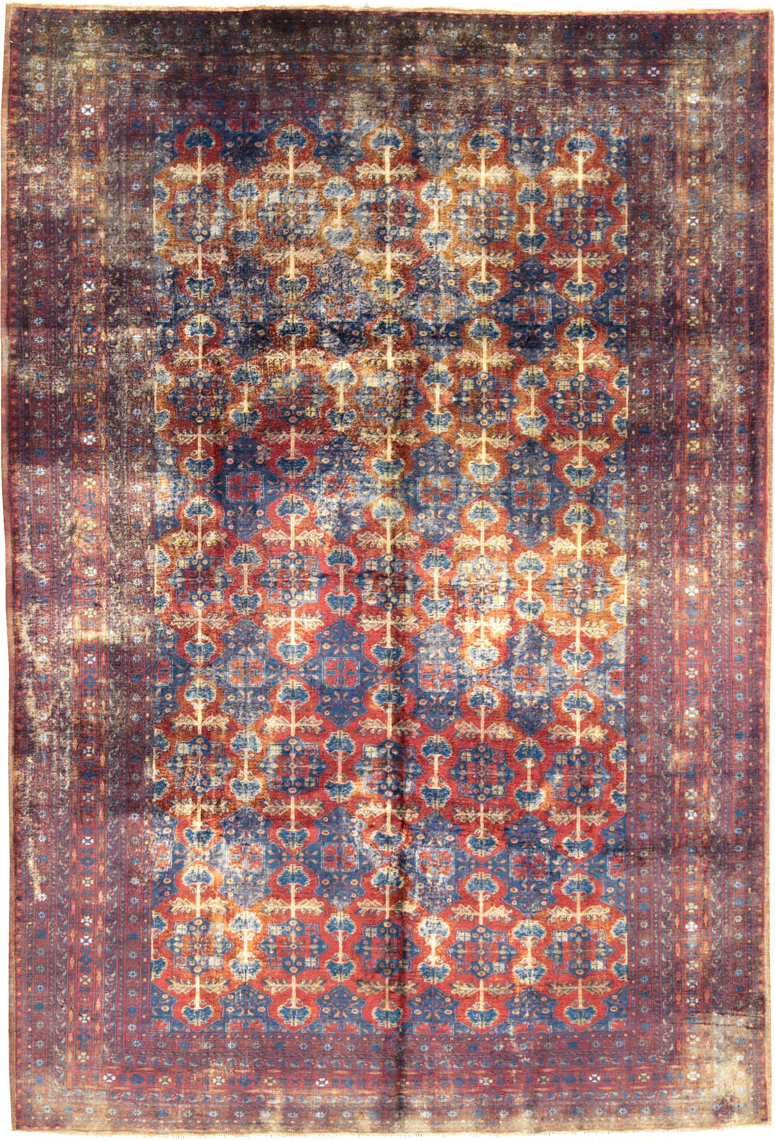 Vintage Central Asian Silk Turkoman Tribal Accent Rug, No.29268 - Gss