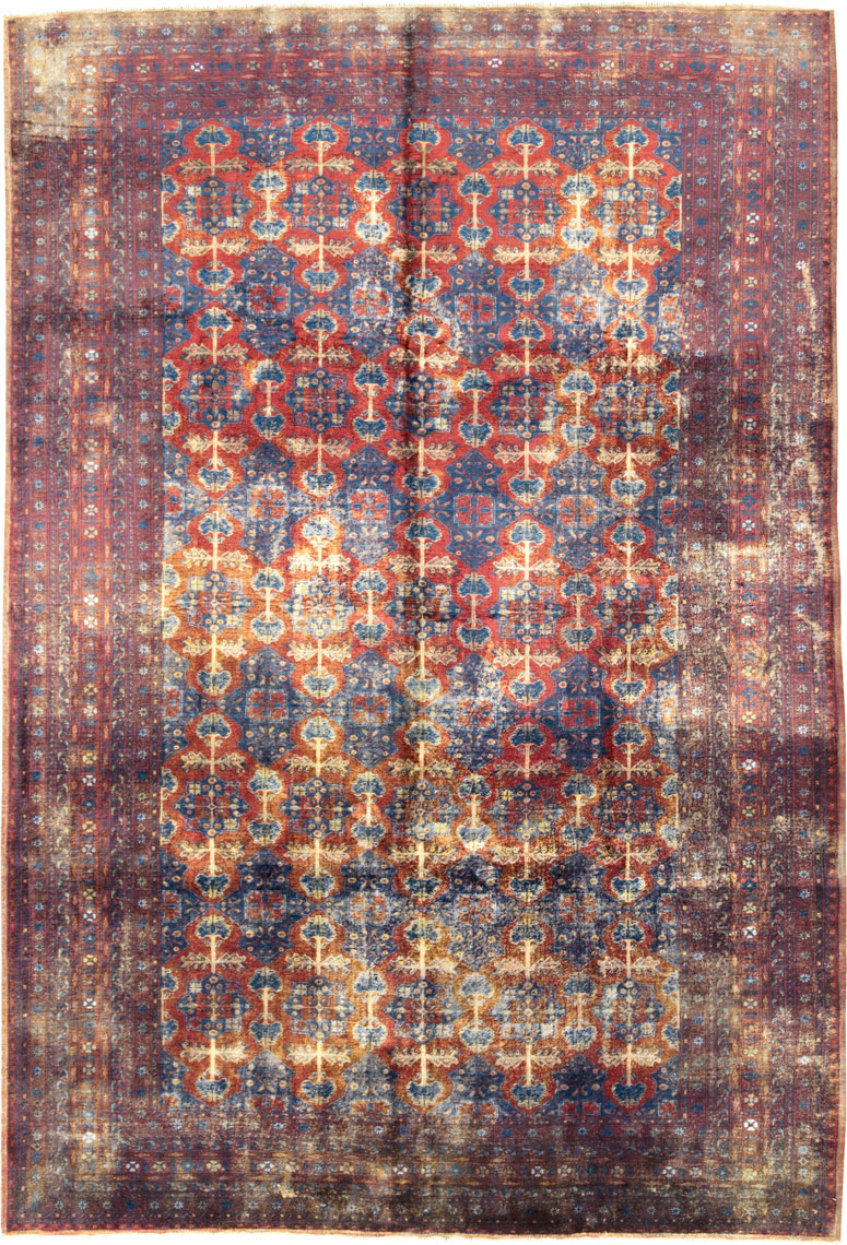 Vintage Central Asian Silk Turkoman Tribal Accent Rug, No.29268 - Gss