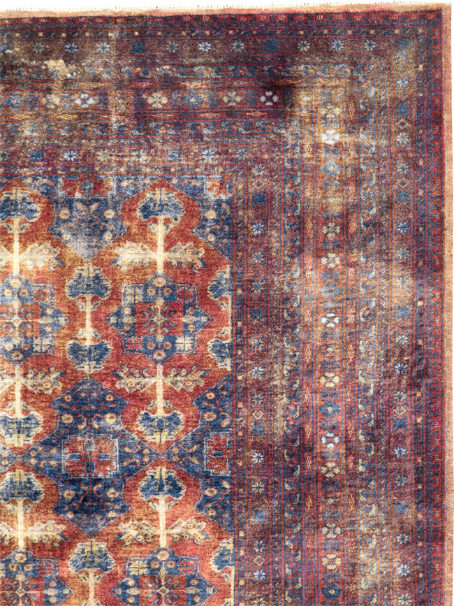 Vintage Central Asian Silk Turkoman Tribal Accent Rug, No.29268 - Gss