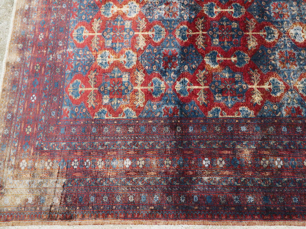Vintage Central Asian Silk Turkoman Tribal Accent Rug, No.29268 - Gss