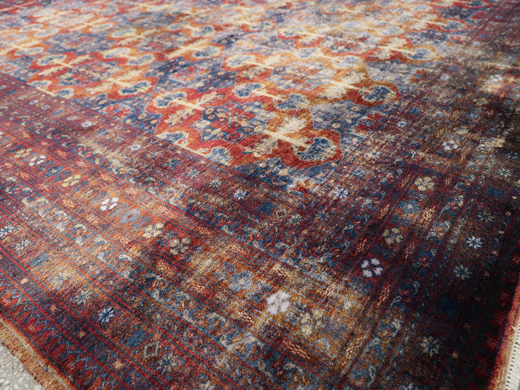 Vintage Central Asian Silk Turkoman Tribal Accent Rug, No.29268 - Gss