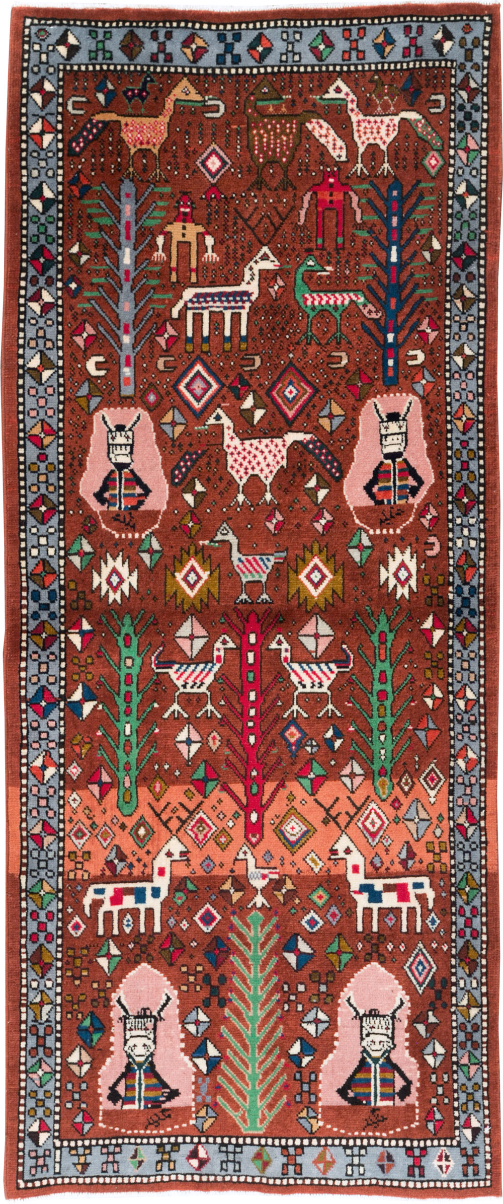 Vintage Persian Afshar Pictorial Throw Rug, No.29277 - Gss