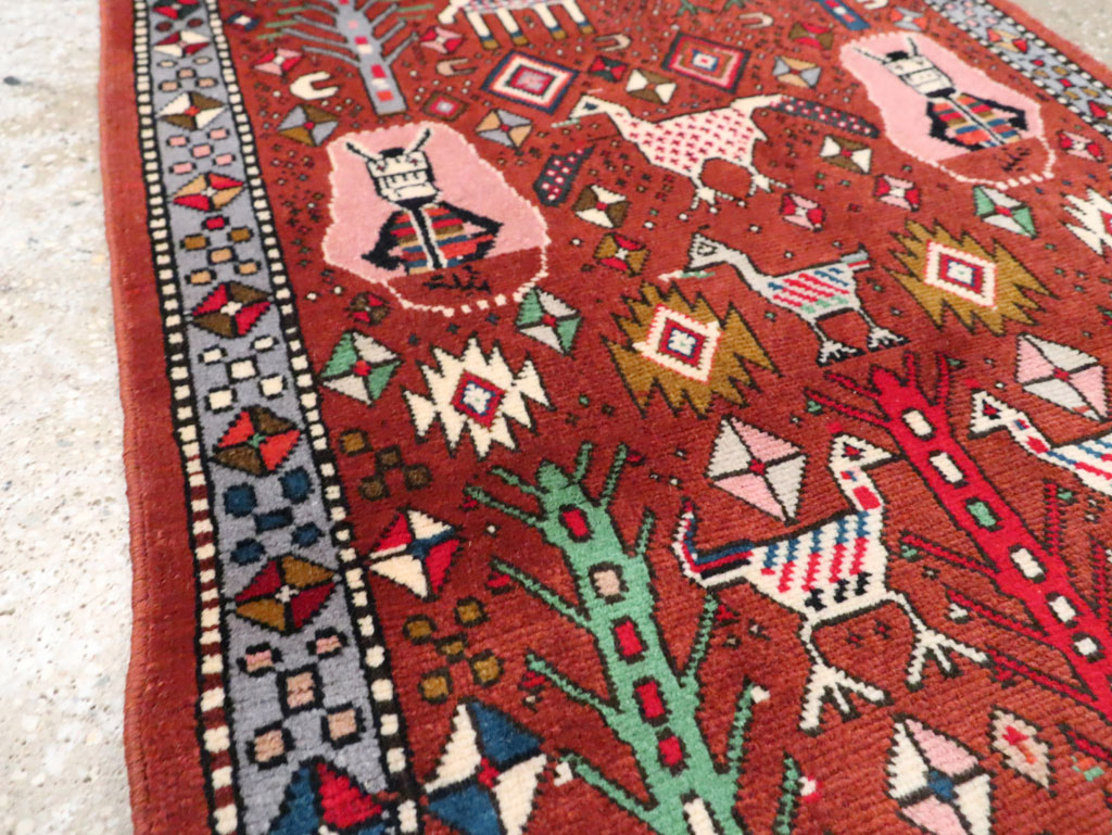 Vintage Persian Afshar Pictorial Throw Rug, No.29277 - Gss