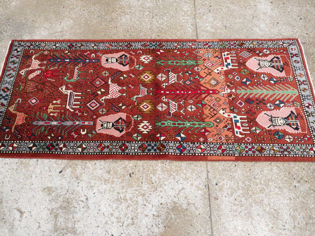 Vintage Persian Afshar Pictorial Throw Rug, No.29277 - Gss