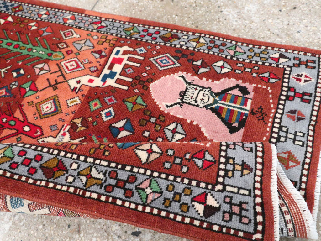 Vintage Persian Afshar Pictorial Throw Rug, No.29277 - Gss