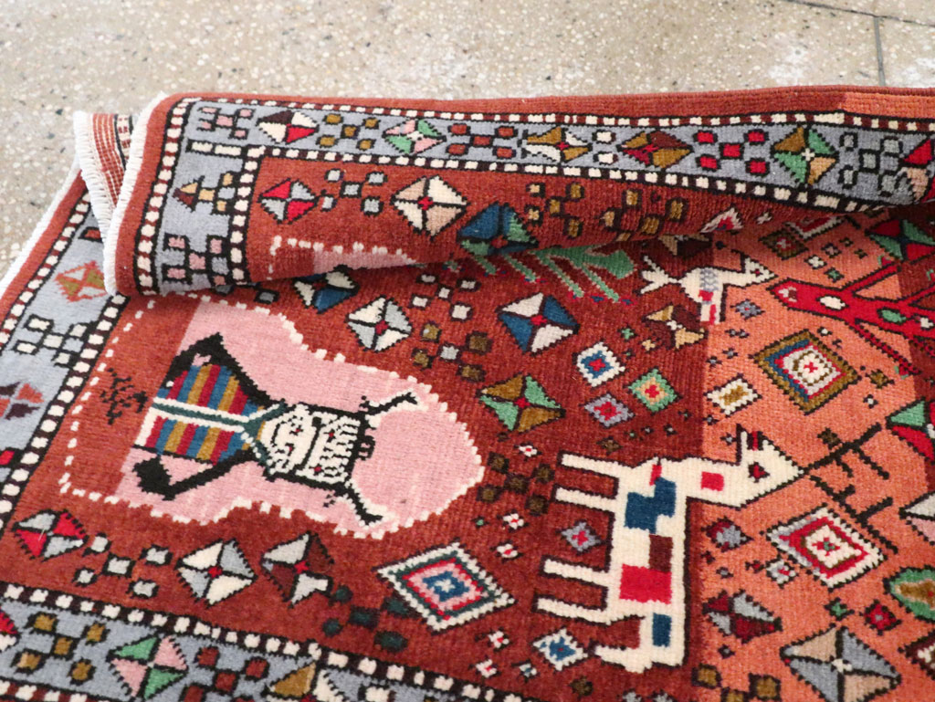 Vintage Persian Afshar Pictorial Throw Rug, No.29277 - Gss