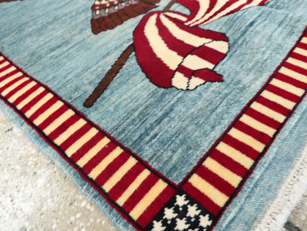 Modern Persian Mahal Pictorial Flag Rug (Pair: 2 of 2), No.29294 - Gss