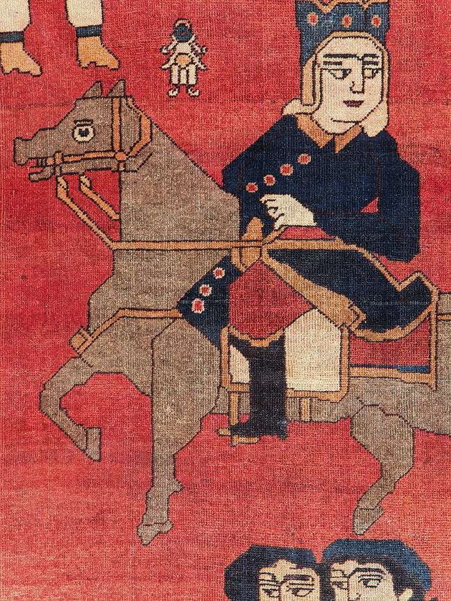 Vintage Persian Pictorial Bakhtiari Accent Rug, No.29295 - Gss