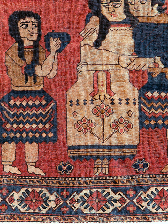 Vintage Persian Pictorial Bakhtiari Accent Rug, No.29295 - Gss