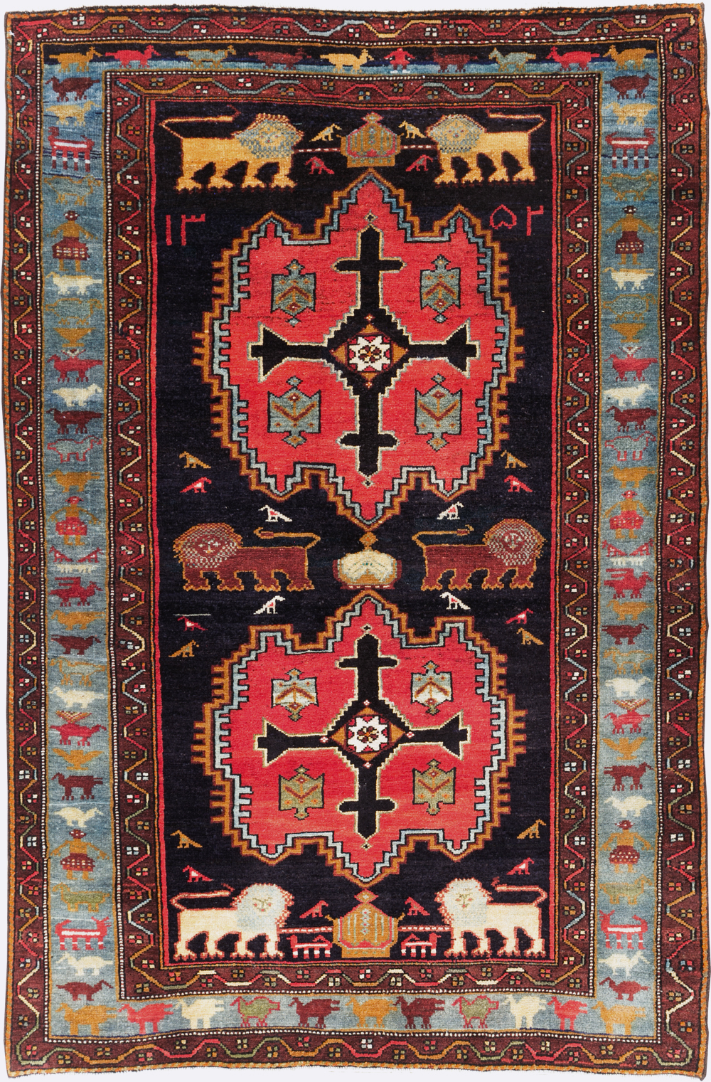 Vintage Persian Pictorial Malayer Accent Rug, No.29296 - Gss