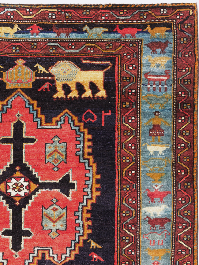 Vintage Persian Pictorial Malayer Accent Rug, No.29296 - Gss