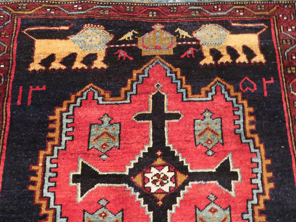 Vintage Persian Pictorial Malayer Accent Rug, No.29296 - Gss