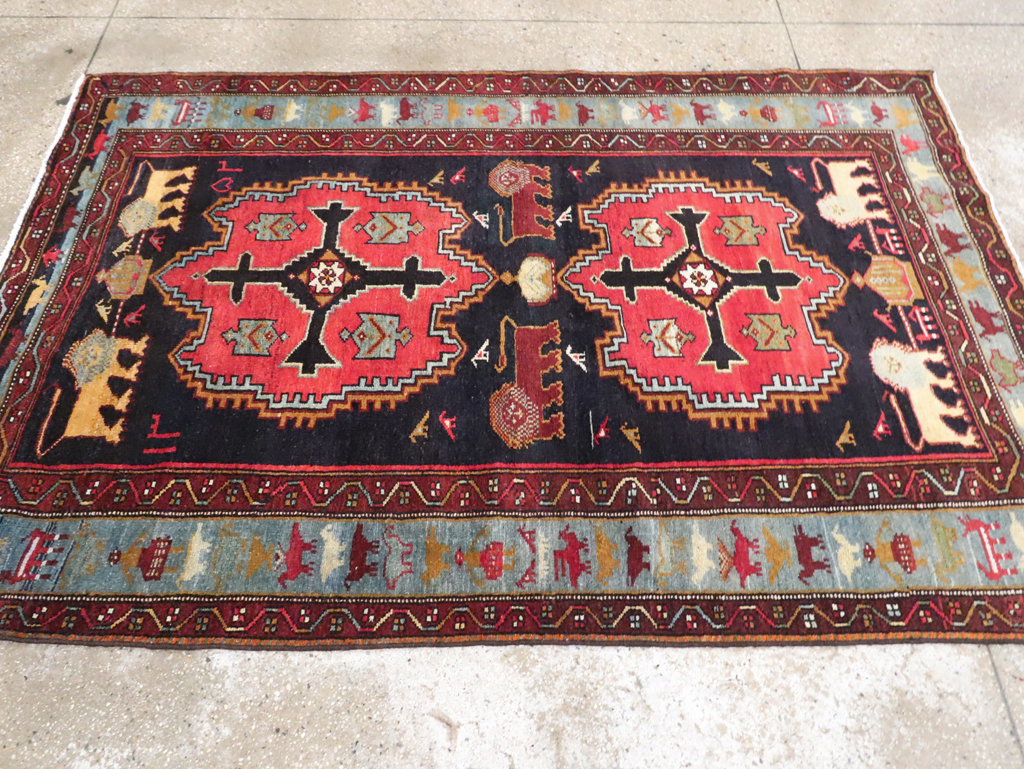 Vintage Persian Pictorial Malayer Accent Rug, No.29296 - Gss