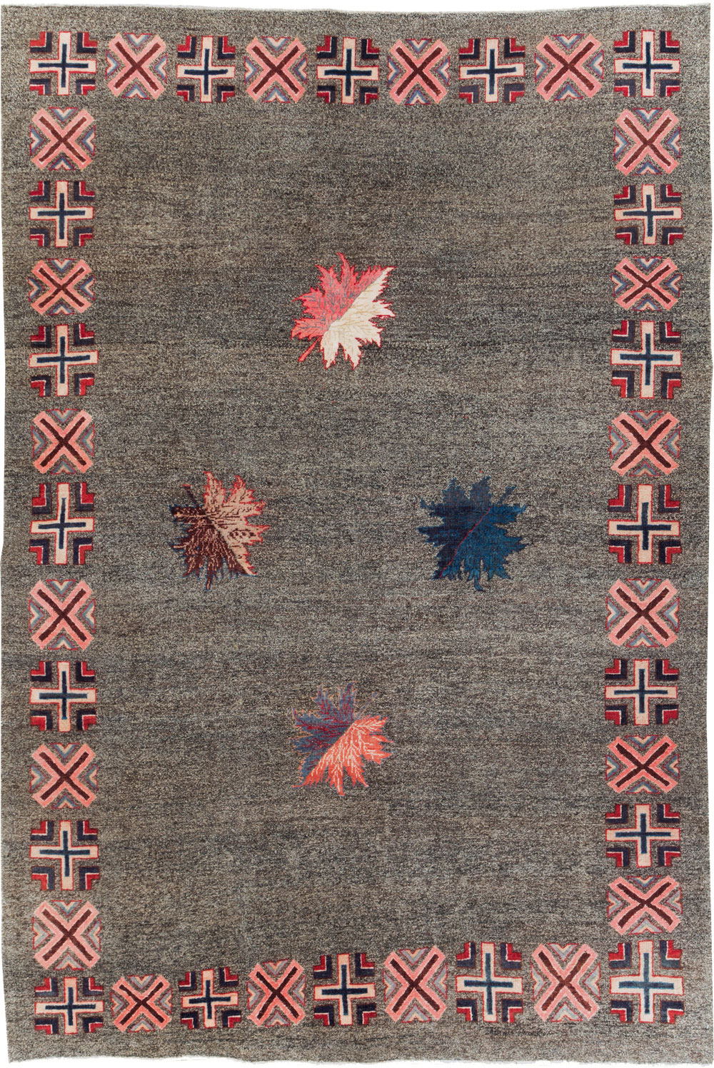 Vintage Persian Art Deco Mashad Accent Rug (Pair: 1 of 2), No.29297 - Gss