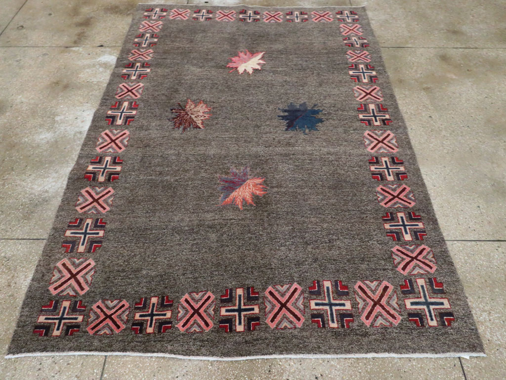 Vintage Persian Art Deco Mashad Accent Rug (Pair: 1 of 2), No.29297 - Gss