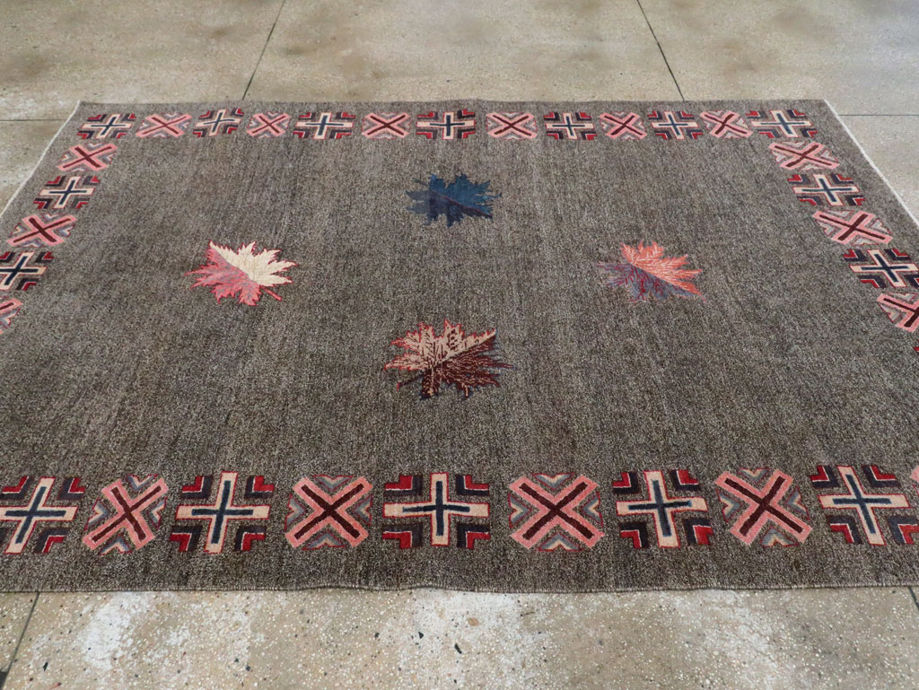 Vintage Persian Art Deco Mashad Accent Rug (Pair: 1 of 2), No.29297 - Gss