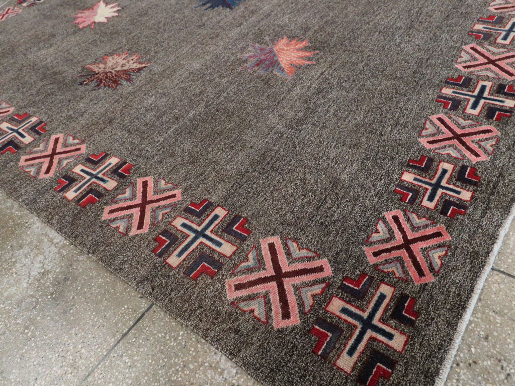 Vintage Persian Art Deco Mashad Accent Rug (Pair: 1 of 2), No.29297 - Gss