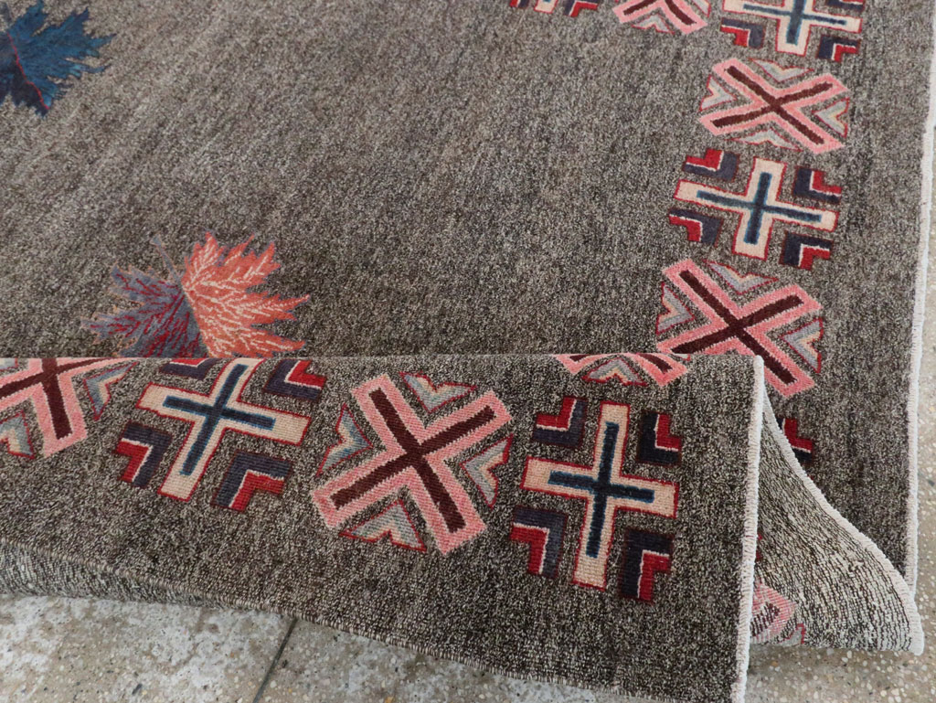 Vintage Persian Art Deco Mashad Accent Rug (Pair: 1 of 2), No.29297 - Gss