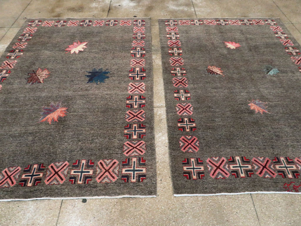 Vintage Persian Art Deco Mashad Accent Rug (Pair: 1 of 2), No.29297 - Gss