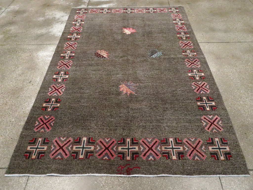 Vintage Persian Art Deco Mashad Accent Rug (Pair: 2 of 2), No.29298 - Gss