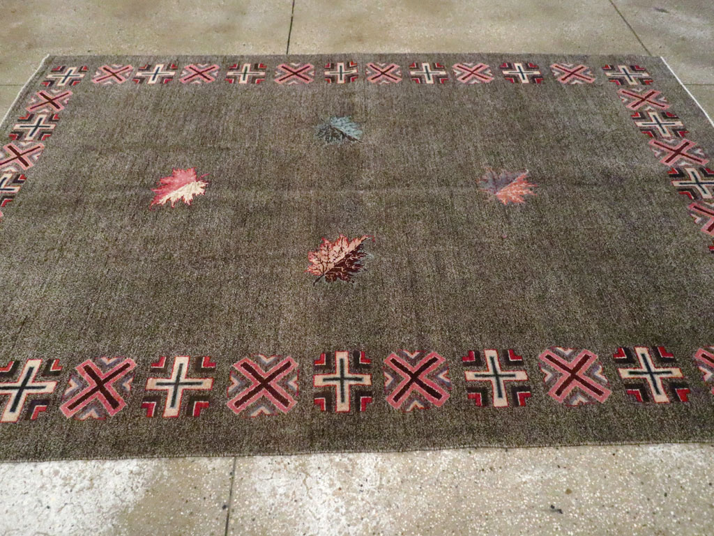 Vintage Persian Art Deco Mashad Accent Rug (Pair: 2 of 2), No.29298 - Gss