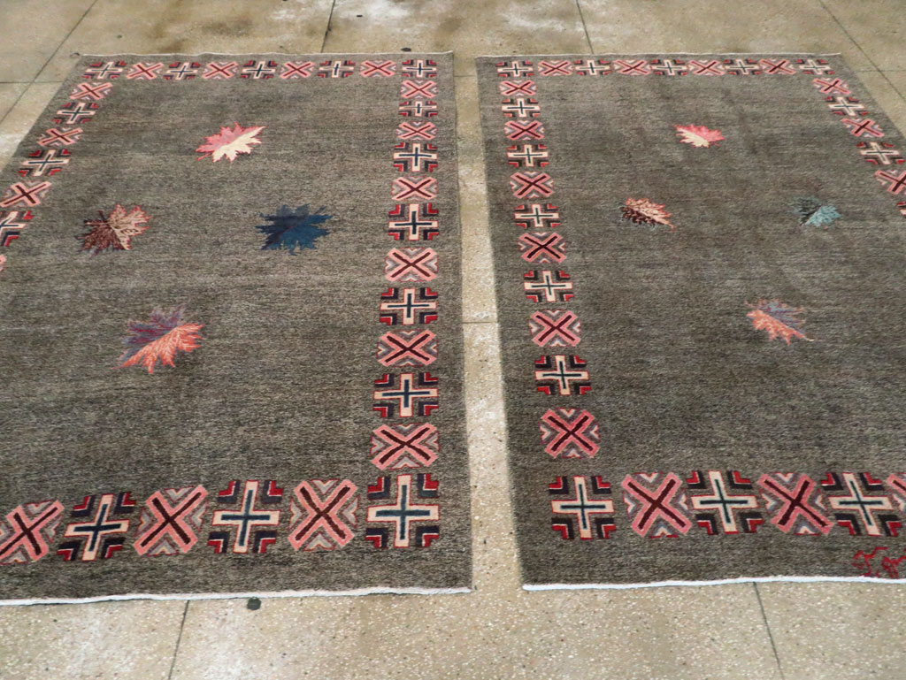 Vintage Persian Art Deco Mashad Accent Rug (Pair: 2 of 2), No.29298 - Gss